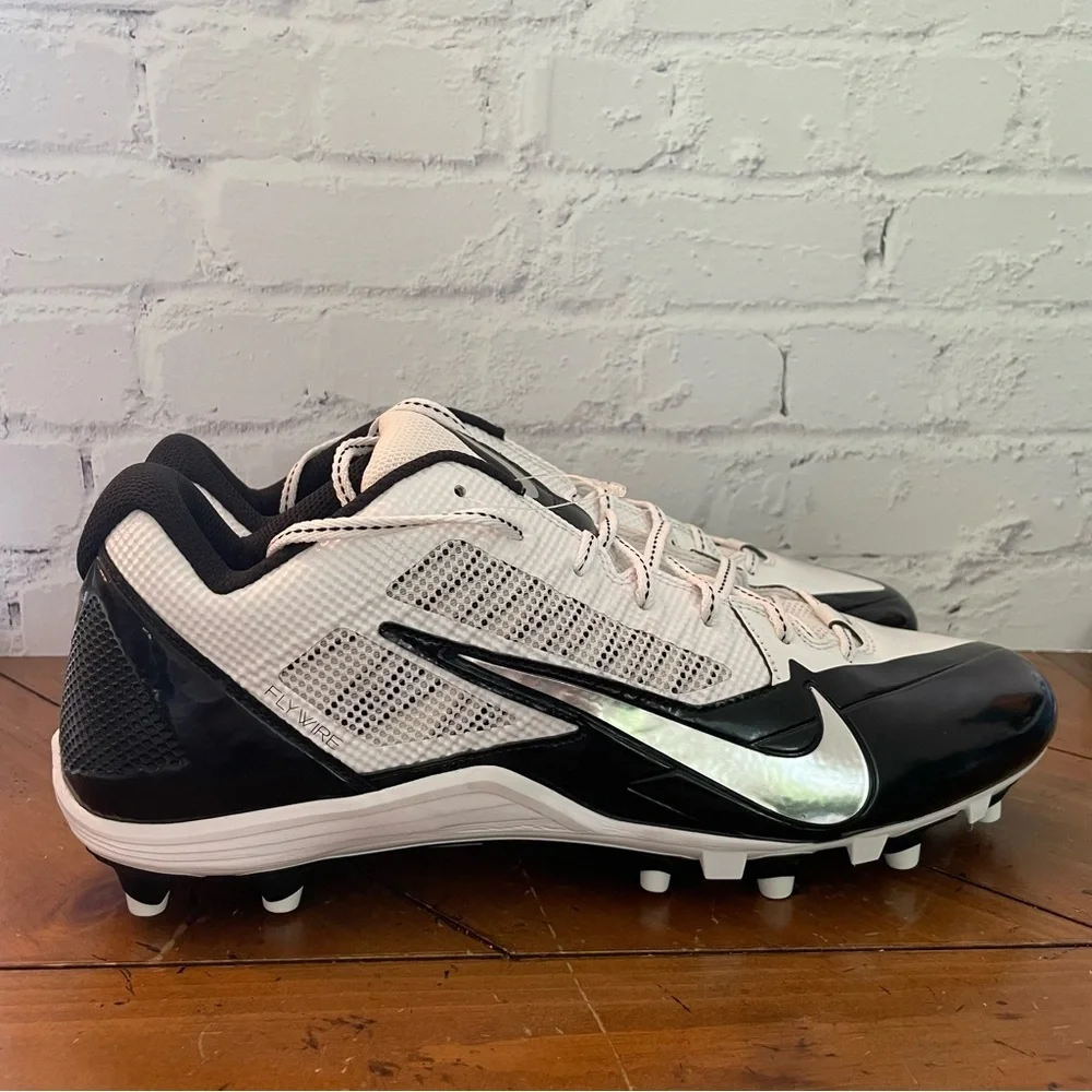 Nike Men's Alpha Pro Fly Wire Cleats Black White Size 15